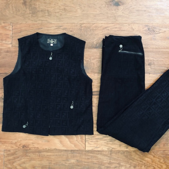 Authentic FENDI Vintage Rare Black Velvet Pants - Picture 2 of 6